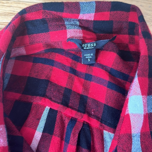 Woman’s Guess Red Plaid Dress shirt - Picture 5 of 8
